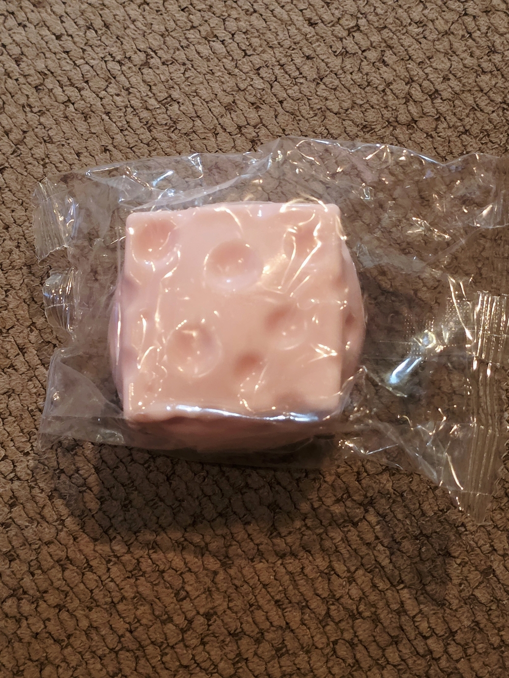 ASMR Crispy Crunchy Pink Cheese Cube Squishy